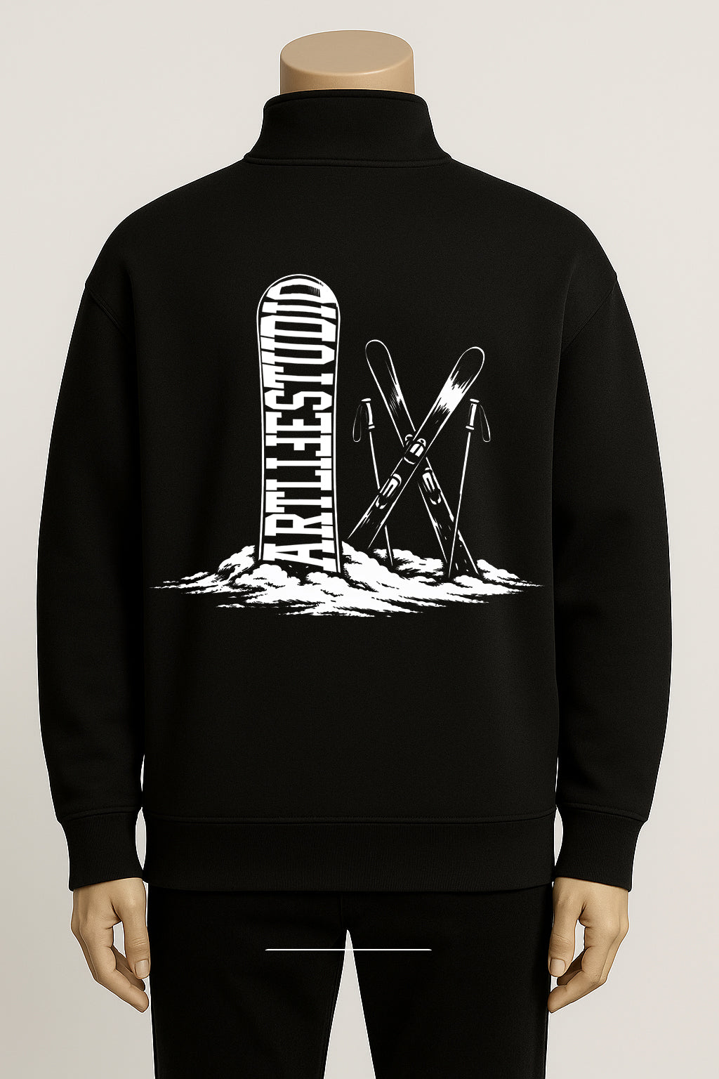 1/4 ZIP BLACK "SNOWSKI"