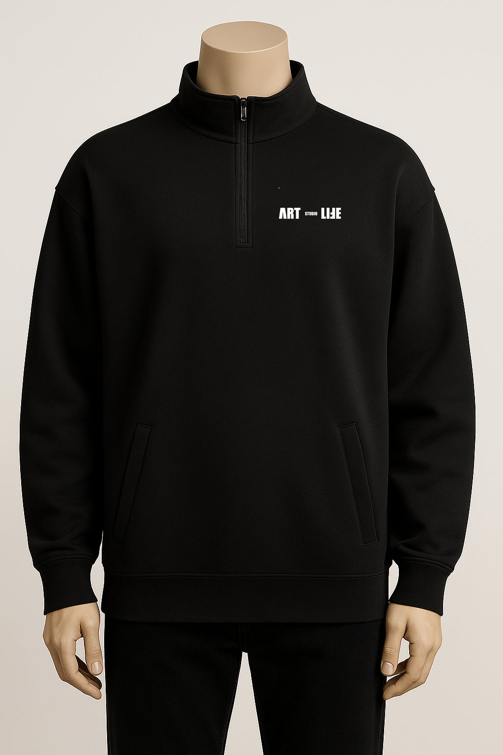 1/4 ZIP BLACK "SNOWSKI"