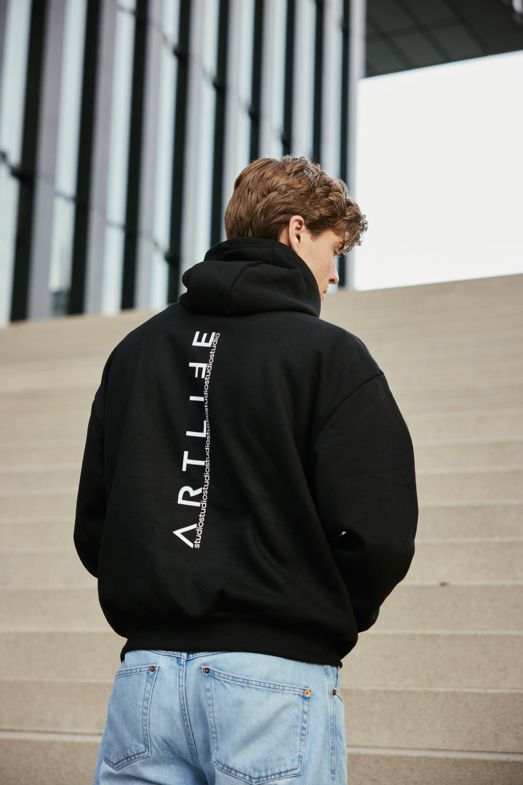 HOODIE BLACK "BASIC SCHRIFT" WHITE