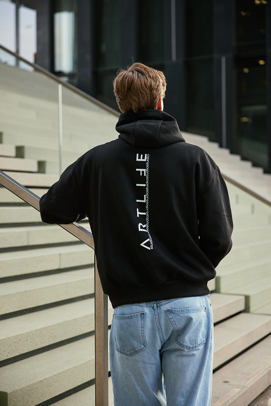 HOODIE BLACK "BASIC SCHRIFT" WHITE