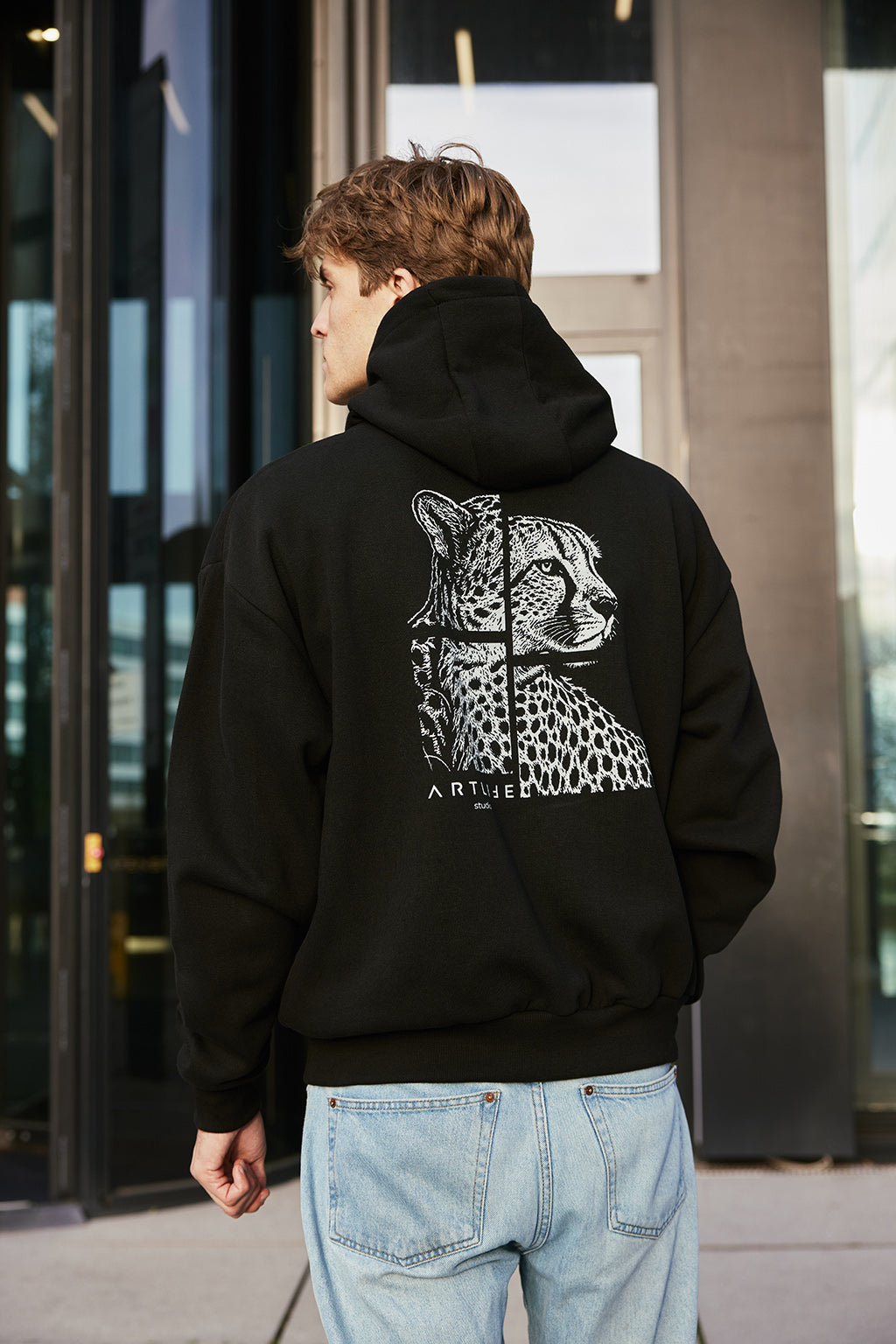 HOODIE BLACK "GEPARD" WHITE