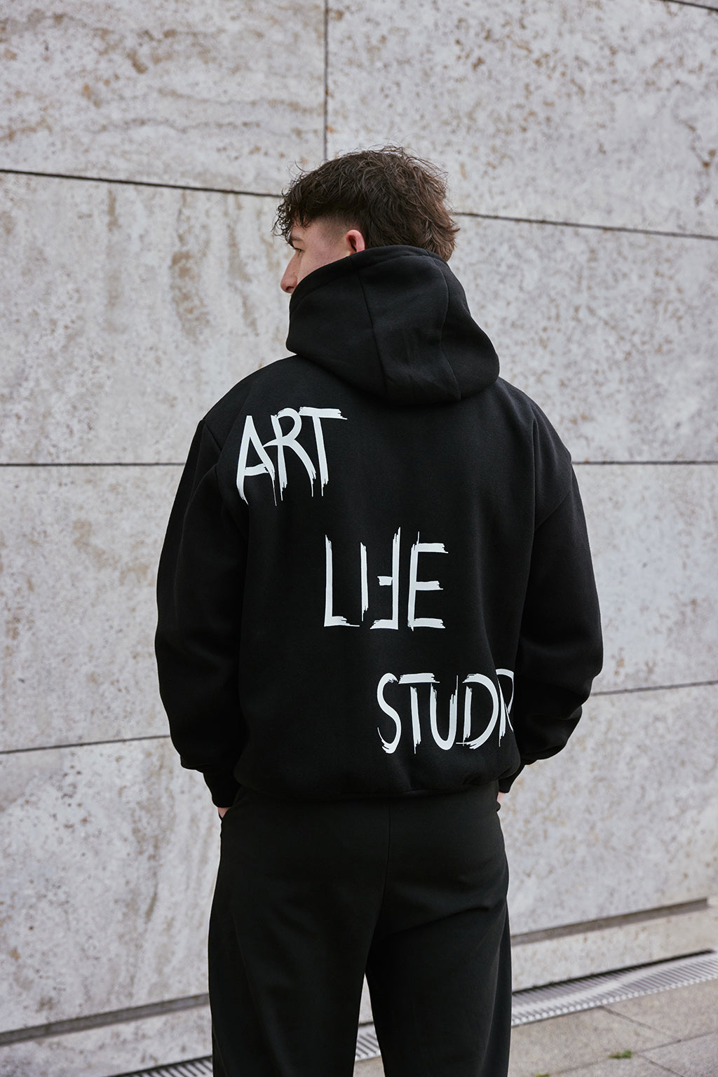 HOODIE BLACK "PINSEL" WHITE