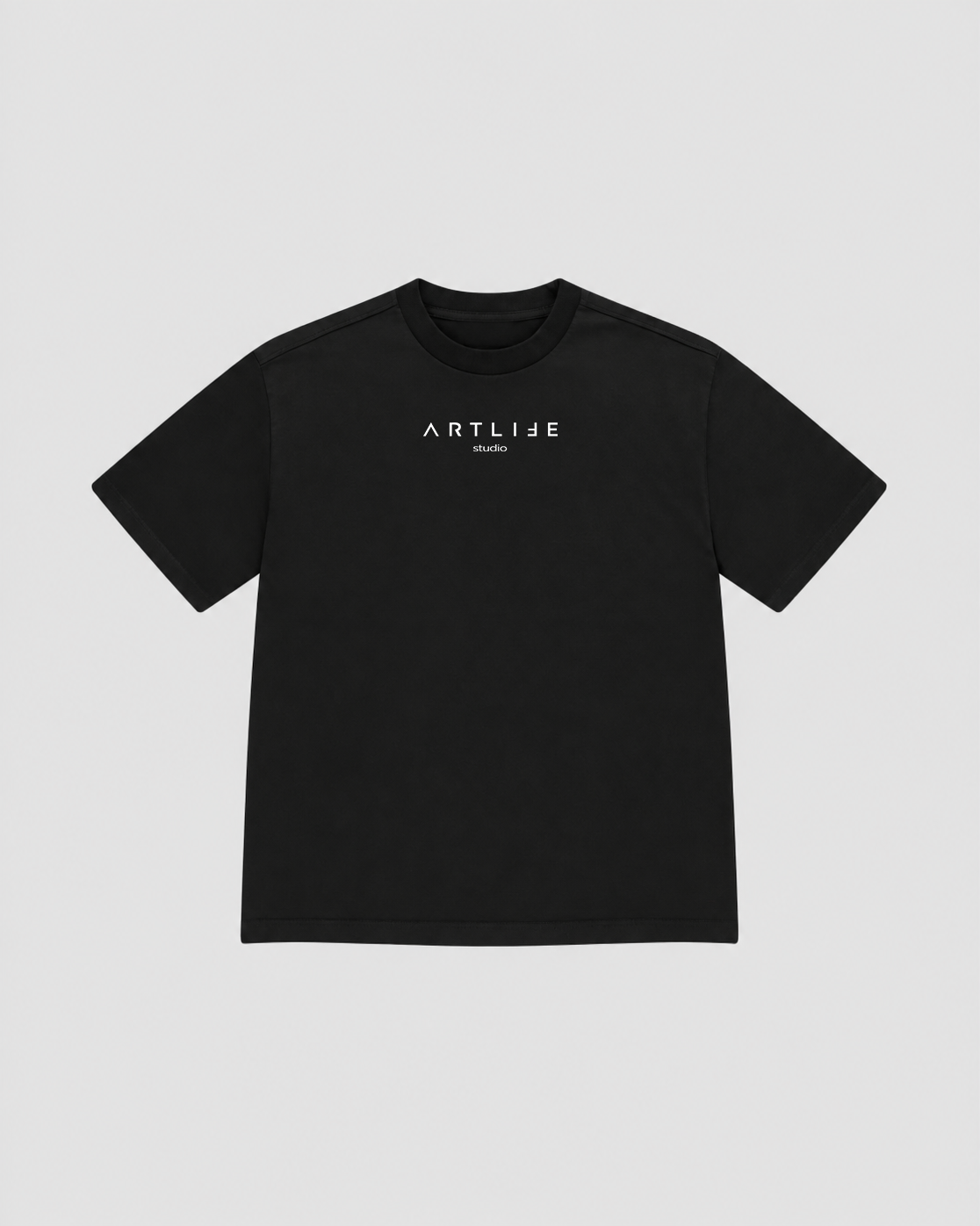 TEE BLACK "BASIC SCHRIFT" WHITE