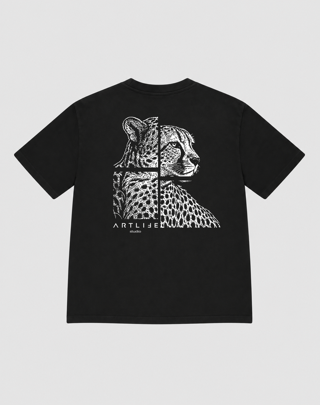 TEE BLACK "GEPARD" WHITE