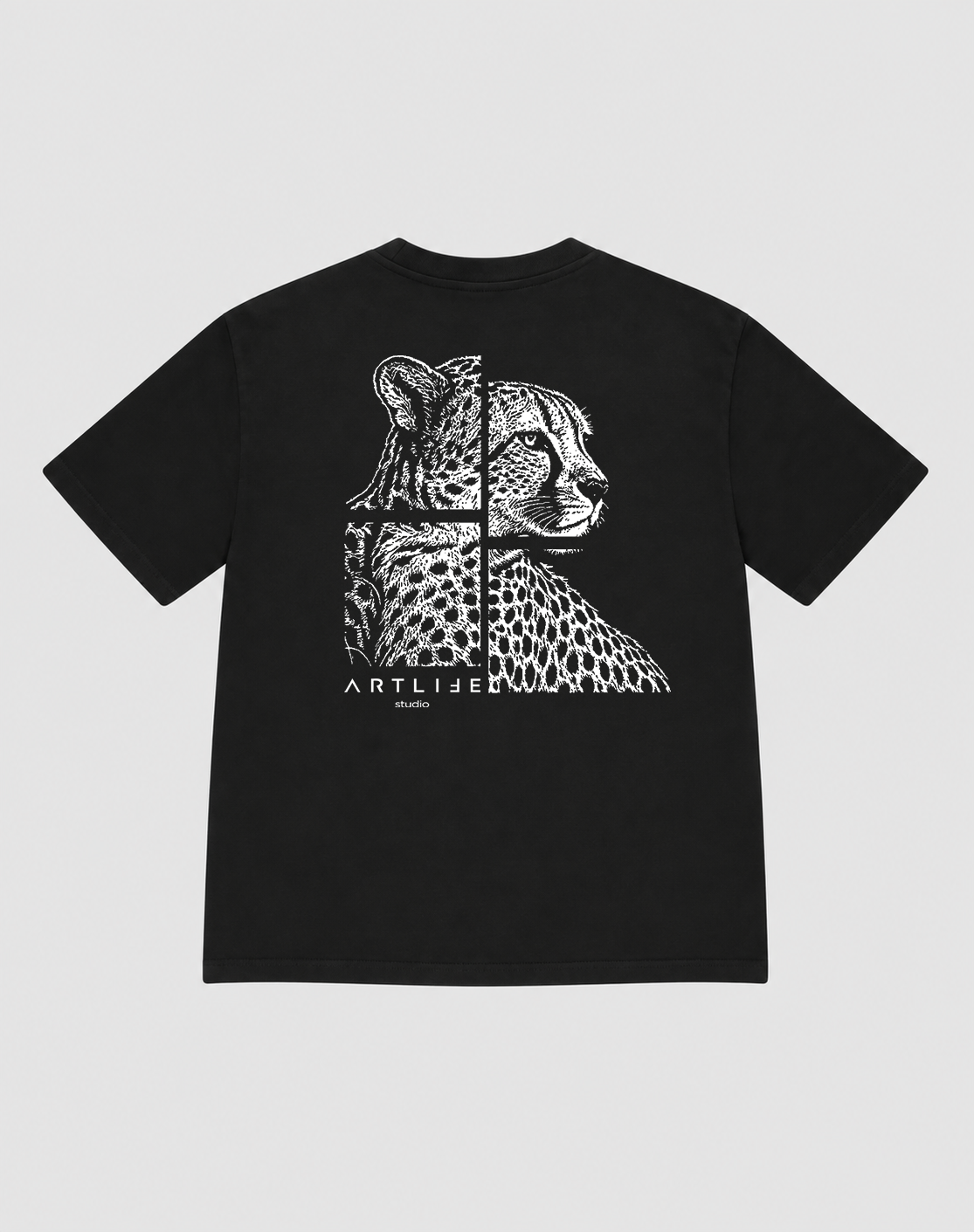 TEE BLACK "GEPARD" WHITE