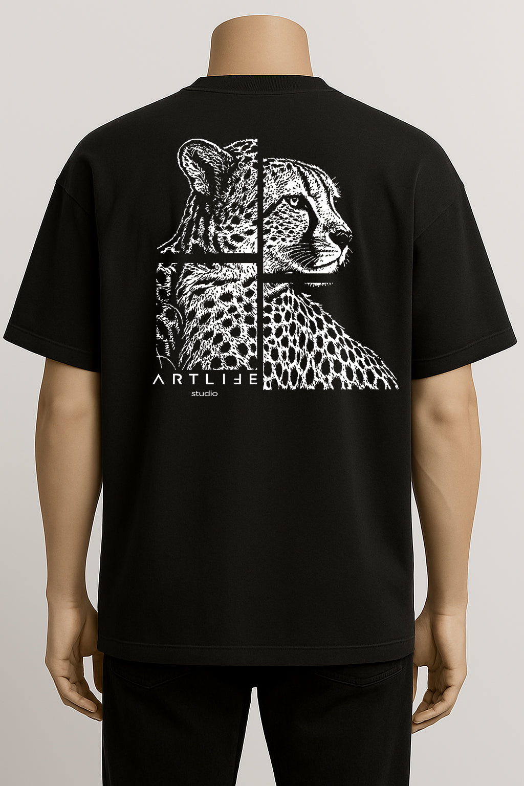 TEE BLACK "GEPARD" WHITE