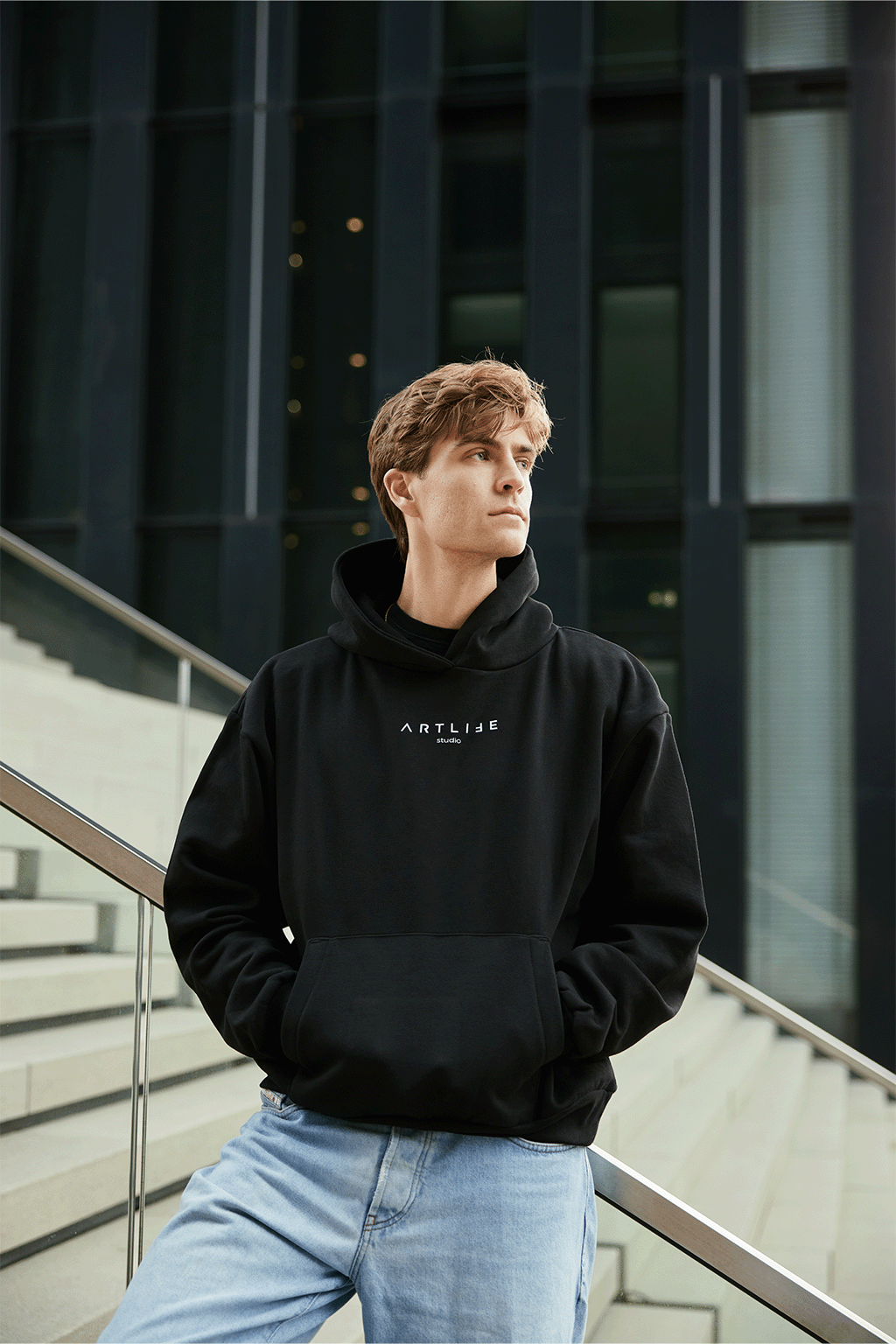 HOODIE BLACK "GEPARD" WHITE